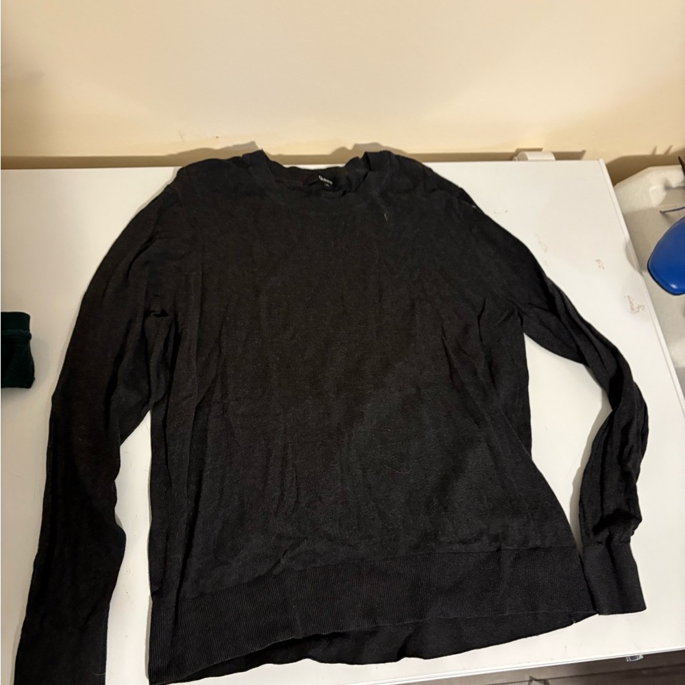 Quince Charcoal Crew Neck cotton cashmere sweater EUC